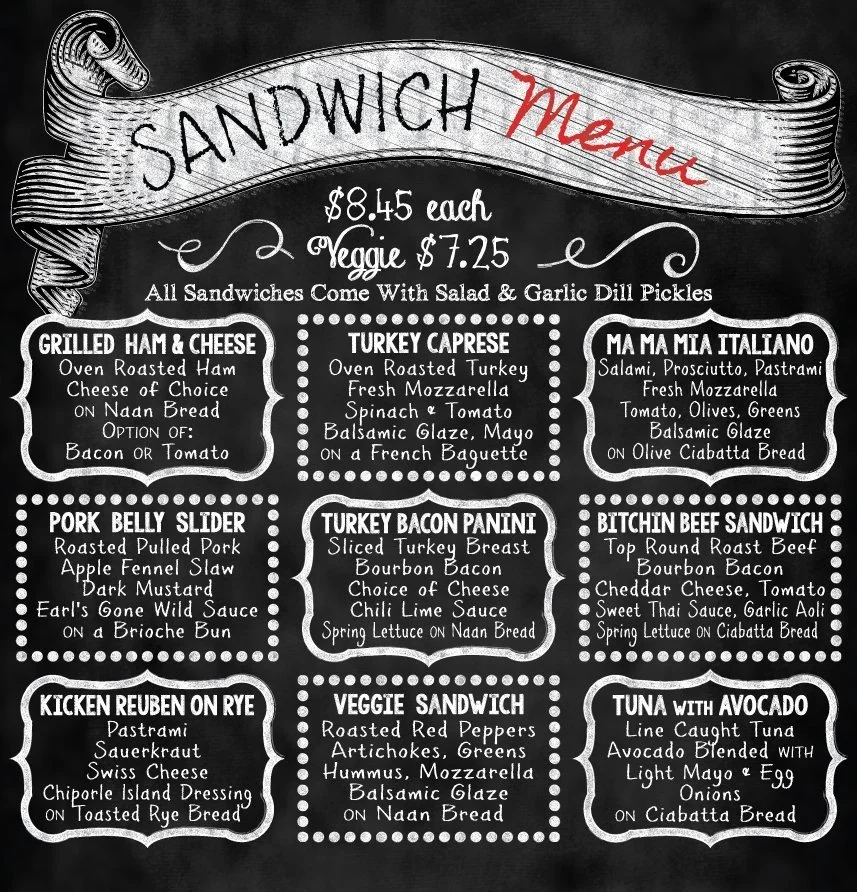 Second Main Street Meats menu layout