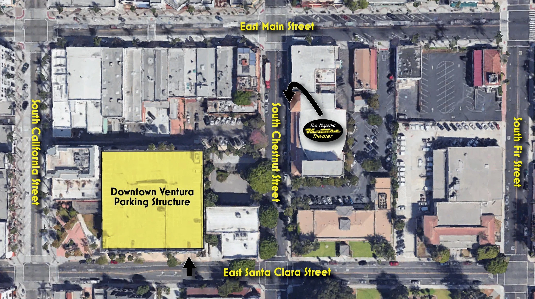 Designed parking map for Majestic Ventura Theatre visitors