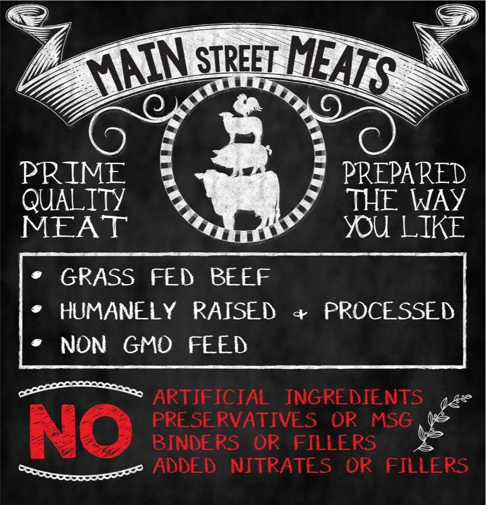 Main Street Meats printed menu design